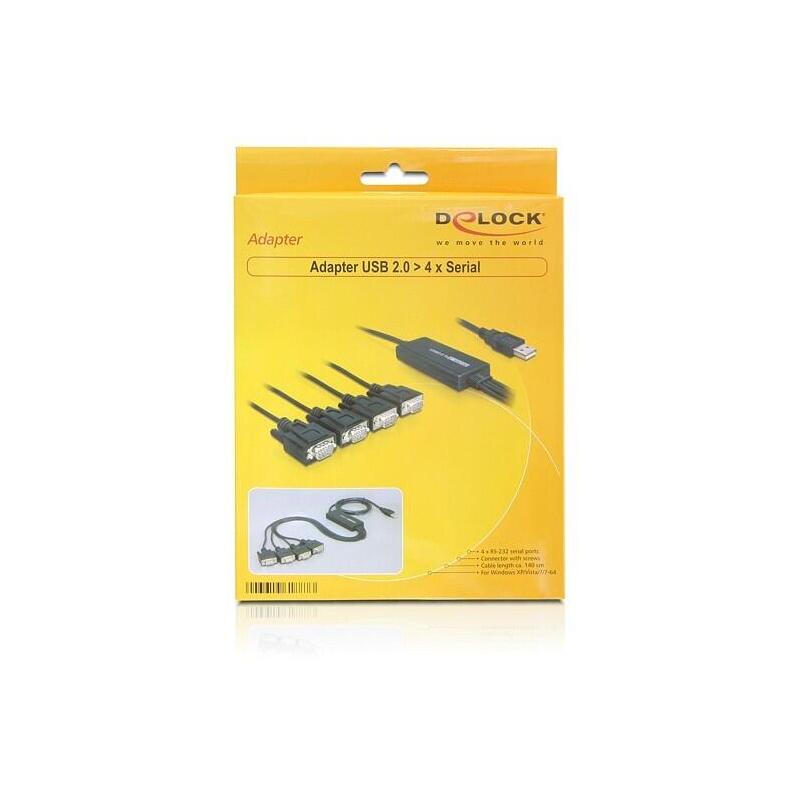 Delock 61887 adaptador de cable usb 2.0 rs-232 negro