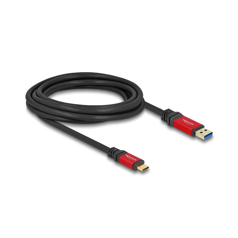 Delock 80619 cable usb 10 gbps usb tipo-a macho a usb type-c™ macho 3 m rojo metal
