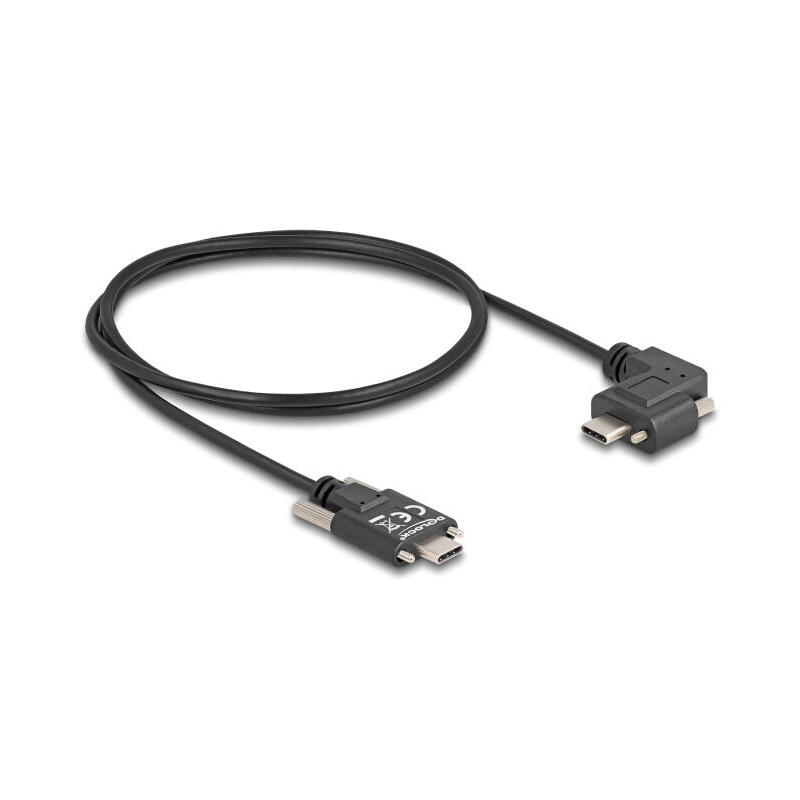 Delock 80956 cable usb 2.0 usb type-c™ macho con tornillos a usb type-c™ macho con tornillos acodado a la izquierda / la derecha