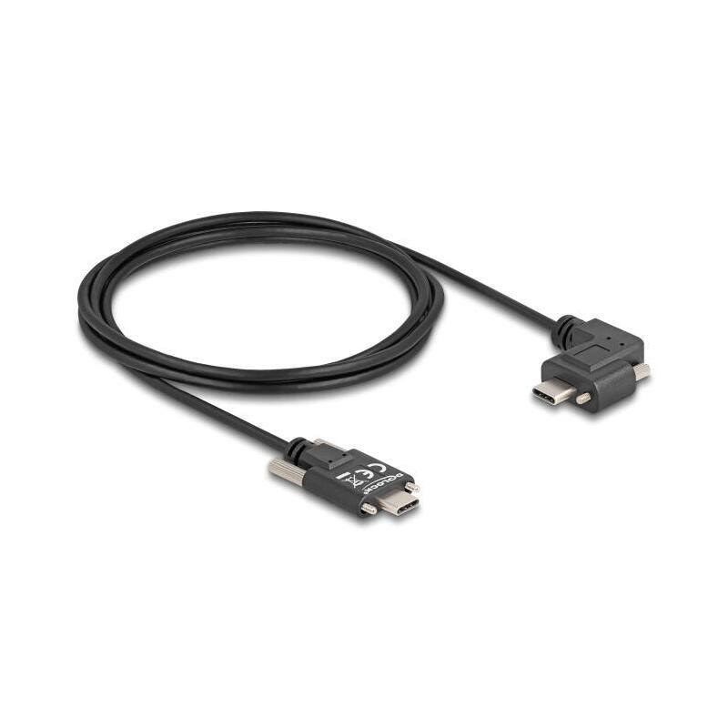 Delock 80957 cable usb 2.0 usb type-c™ macho con tornillos a usb type-c™ macho con tornillos acodado a la izquierda / la derecha