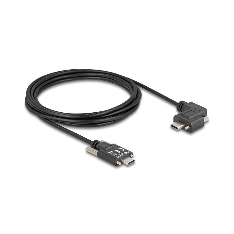 Delock 80958 cable usb 2.0 usb type-c™ macho con tornillos a usb type-c™ macho con tornillos acodado a la izquierda / la derecha