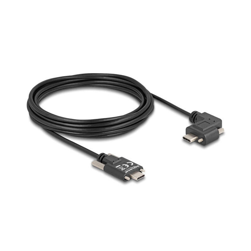 Delock 80959 cable usb 2.0 usb type-c™ macho con tornillos a usb type-c™ macho con tornillos acodado a la izquierda / la derecha
