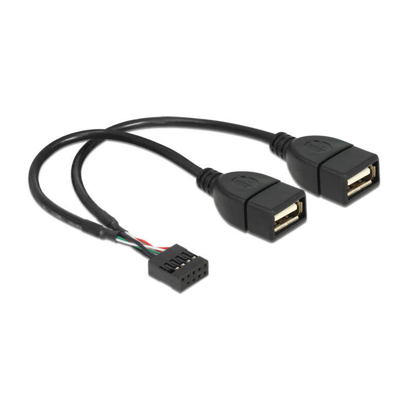 Delock 83292 adaptador usb 10pin – 2x a h/h 0.20m negro
