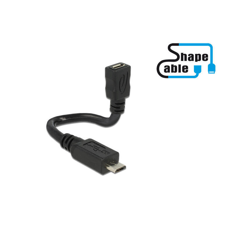 Delock 83923 cable usb 2.0 micro-b male  usb 2.0 micro-b female otg shapecable 0.15 m