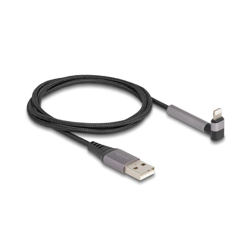 Delock 85404 cable de datos y carga usb tipo-a a lightning™ para iphone™, ipad™, ipod™ acodado con funciÓn de soporte negro 1,5