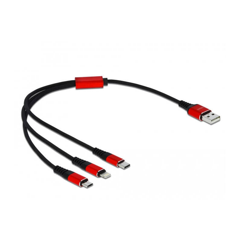 Delock 85891 cable usb 0,3 m 2.0 usb a usb c/micro-usb b/lightning negro, rojo