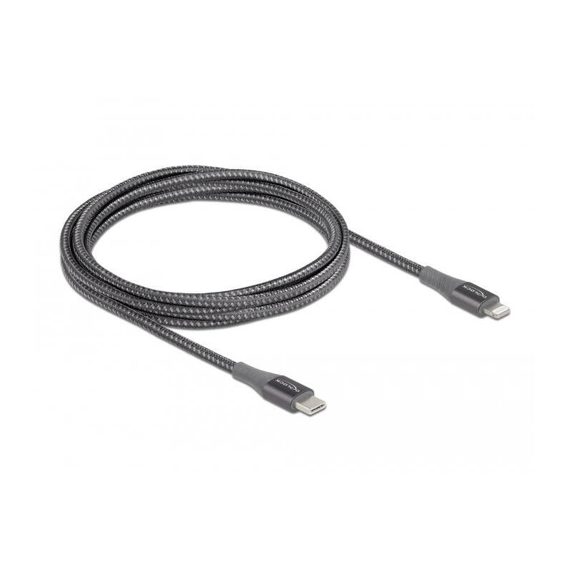 Delock 86632 cable de datos y de carga usb type-c™ a lightning™ para iphone™, ipad™ y ipod™ gris 2 m mfi