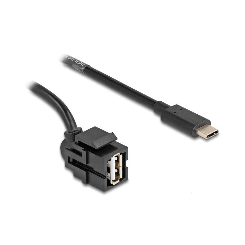Delock 88057 mÓdulo keystone usb 2.0 a hembra  usb type-c™ macho 250° con cable 1,5 m