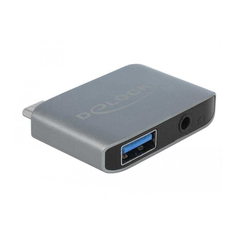 Delock adaptador de audio usb type-c™ macho – conector estÉreo hembra 3,5 mm + usb 3.0 a hembra