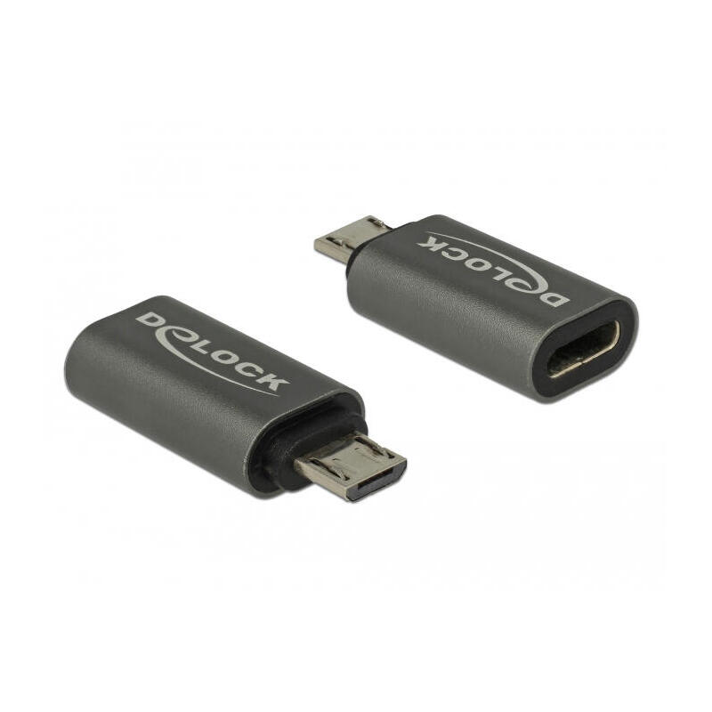 Delock adaptador usb 2.0 micro-b macho a usb type-c™ 2.0 hembra antracita