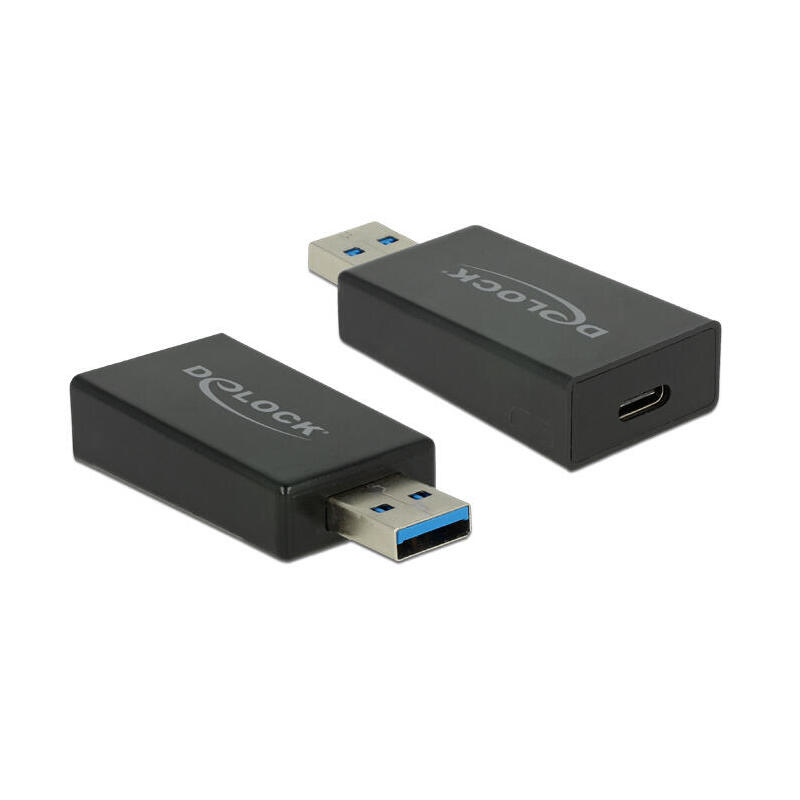 Delock adaptador usb 3.1 gen 2 typ-a macho  usb tipo-c hembra activo negro