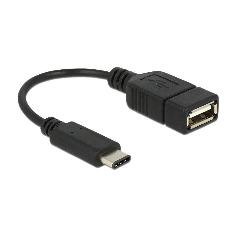 Delock adaptador usb tipo-c 2.0 macho  usb 2.0 typ a hembra 15 cm negro