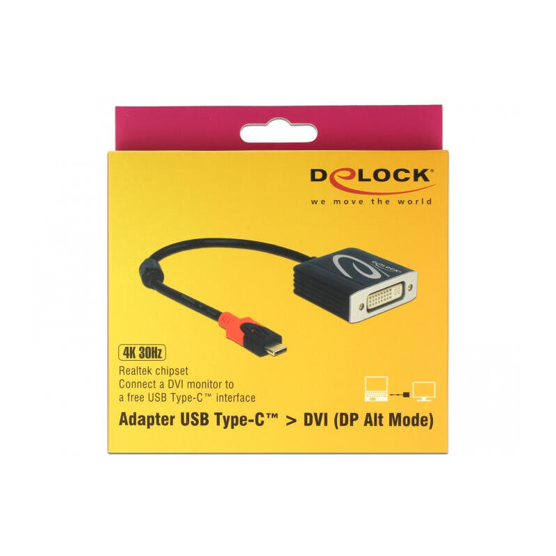 Delock adaptador usb type-c™ macho  dvi hembra (modo dp alt) 4k 30 hz