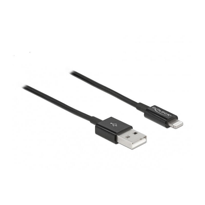 Delock cable datos y carga usb para iphone™, ipad™, ipod™ negro 1 m