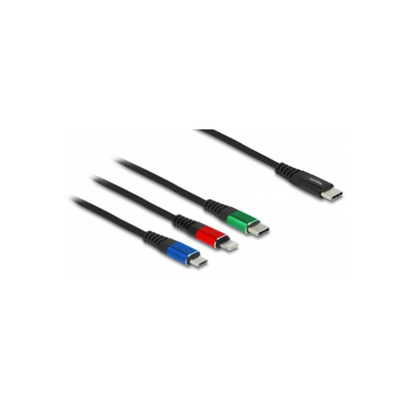 Delock cable de carga usb 3 en 1 usb type-c™ a lightning™ / micro usb / usb type-c™ 30 cm