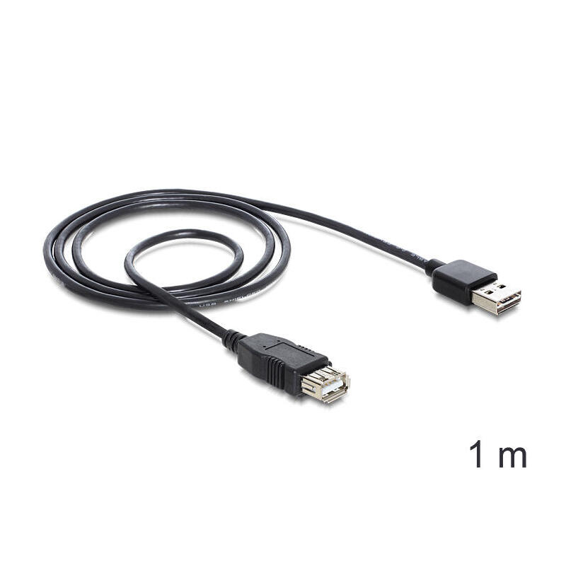 Delock cable easy-usb 2.0 tipo-a – alargo m/m 1m negro