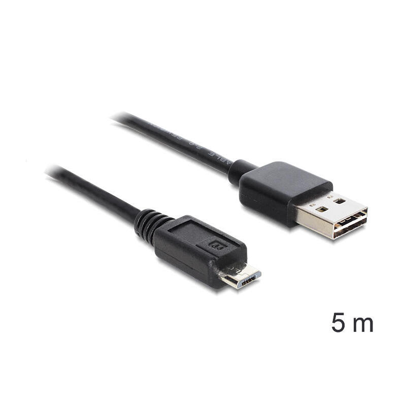 Delock cable easy-usb 2.0 tipo-a – usb 2.0 micro-b m/m 5m negro