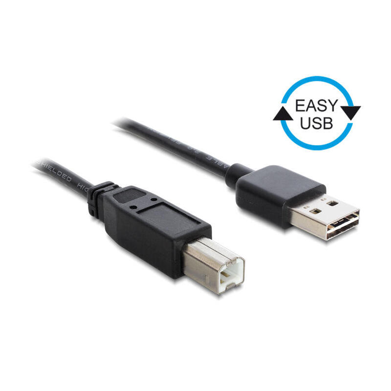 Delock cable easy-usb 2.0 type-a macho  usb 2.0 type-b de 0,5 m negro