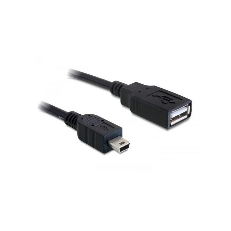Delock cable usb 2.0-a hembra  mini usb macho 0,5 m