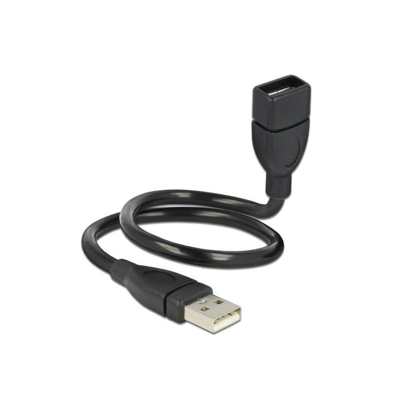 Delock cable usb 2.0 m/h (alargo) 0.35m shapecable negro 83498