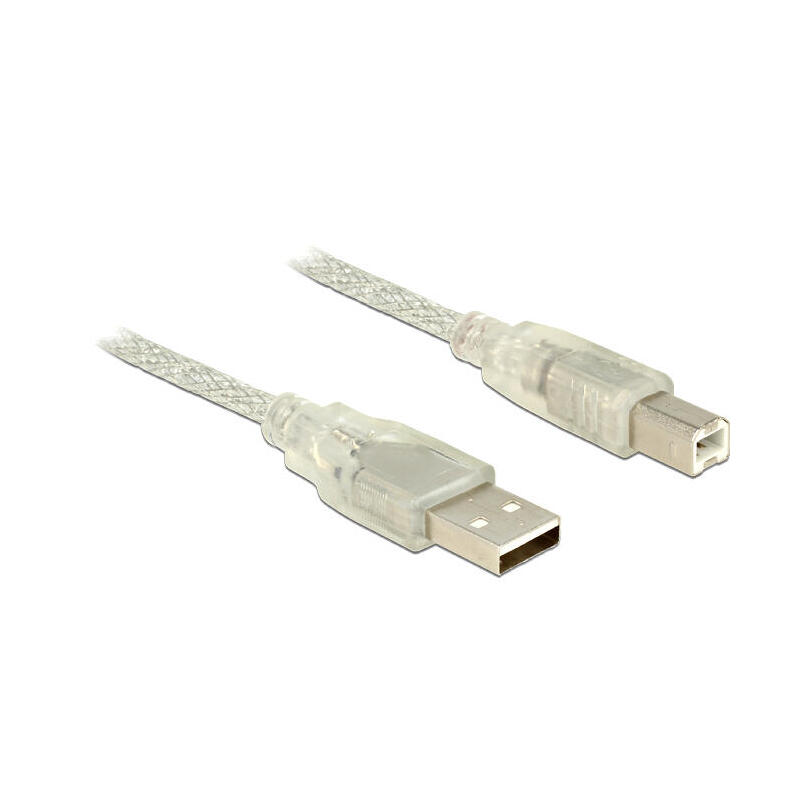 Delock cable usb 2.0 type-a male  usb 2.0 type-b male 5 m transparent