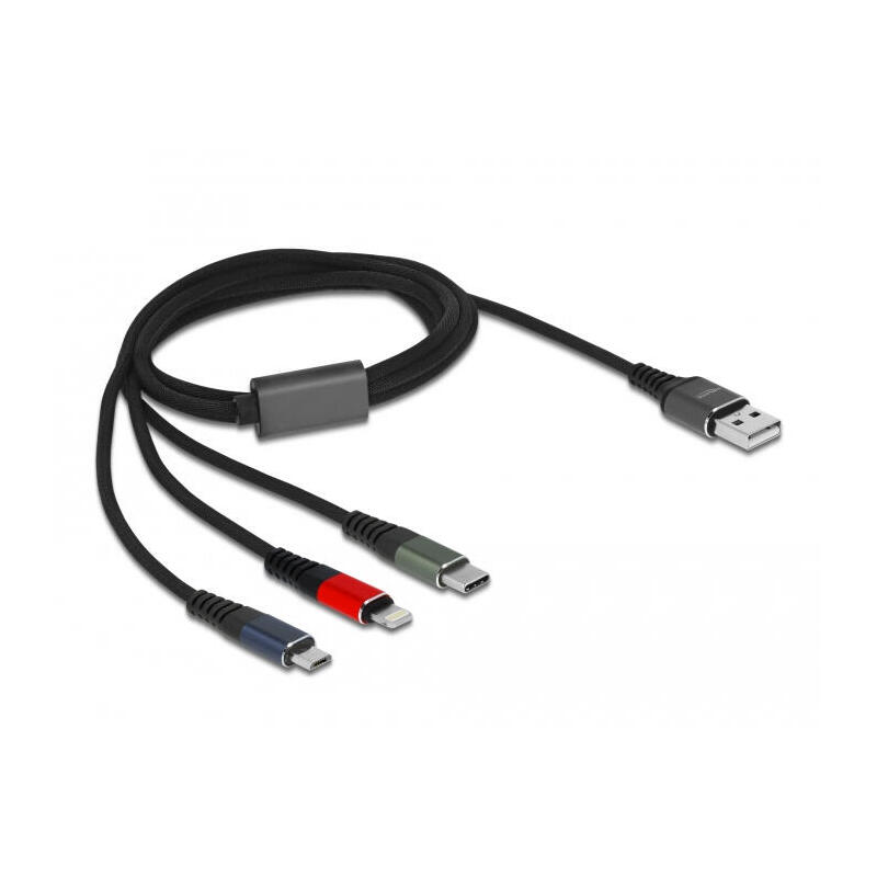 Delock cable usb 3 in 1 para lightning™ / micro usb / usb tipo-c 1 m