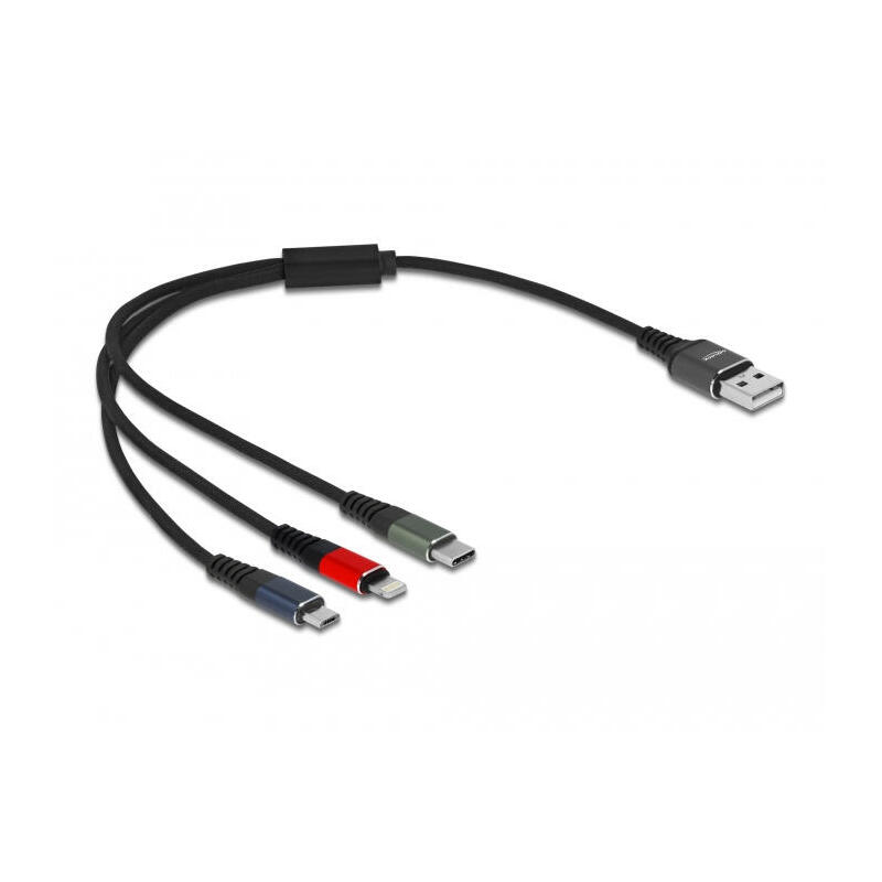 Delock cable usb 3 in 1 para lightning/microusb /type-c 30 cm