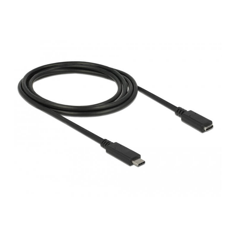Delock cable usb-c extension m/h 2m  negro 3.1, 3 a