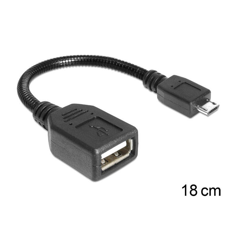 Delock cable usb micro-b male  usb 2.0-a female otg flexible 18 cm