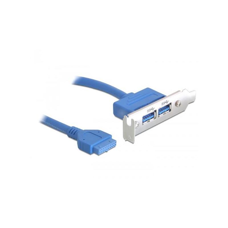 Delock slot bracket usb 3.0 pin header 19 pin 1 x internal  2 x usb 3.0-a female external low profile