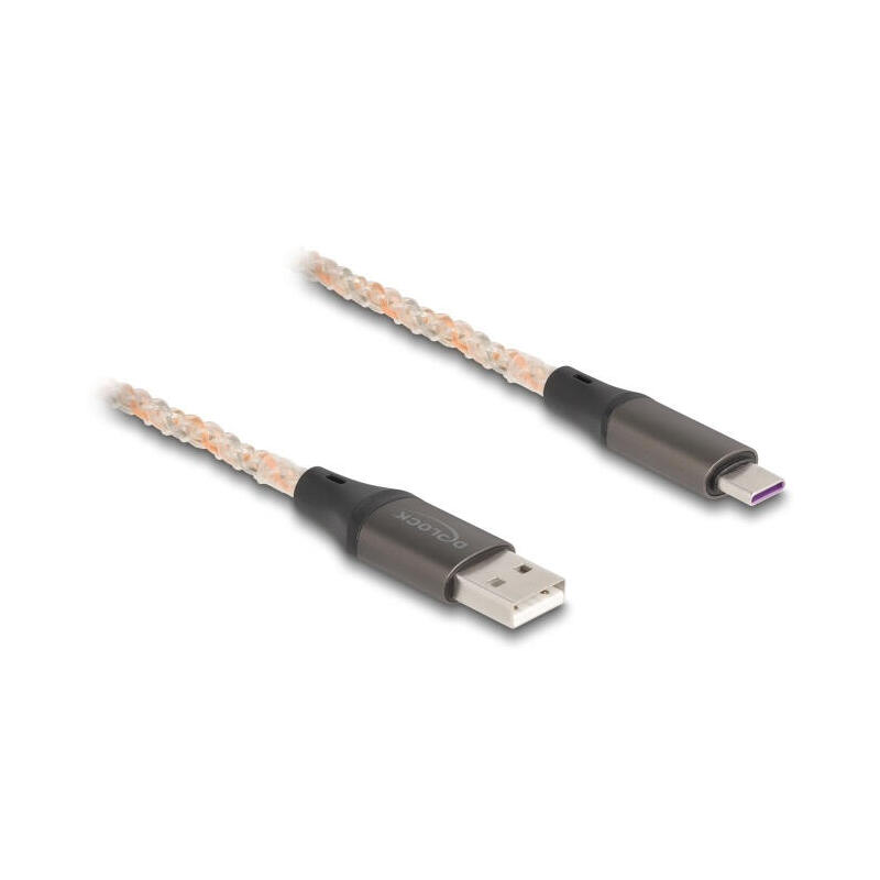 Delock usb 2.0 cable typ-a a usb tipo-c con rgb beleuchtung 1 m