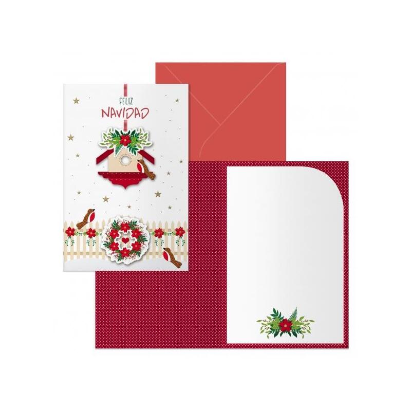 Dohe bird house pack de 6 tarjetas de felicitacion navideÑa con sobre – tamaÑo cerrada 11.5x17cm, abierta 23x17cm –