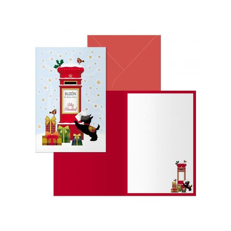 Dohe buzon pack de 6 tarjetas de felicitacion navideÑa con sobre – tamaÑo cerrada 11.5x17cm, abierta 23x17cm – papel