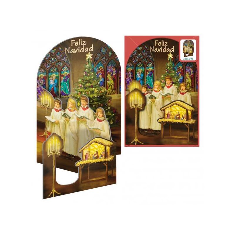 Dohe cantando a la navidad pack de 6 tarjetas desplegables de felicitacion navideÑa con sobre – impresas a todo color
