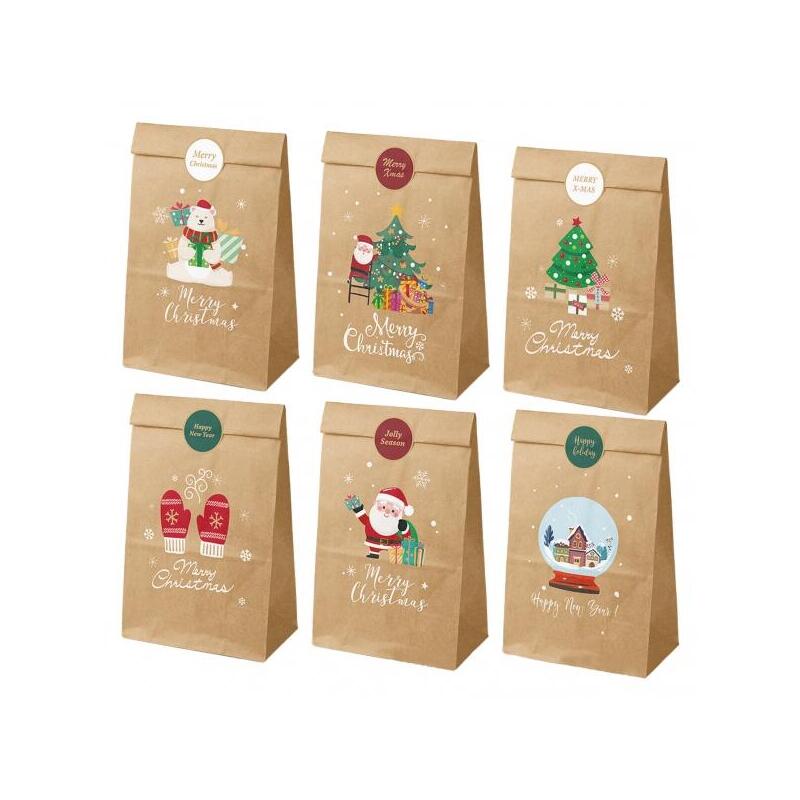 Dohe navidad pack de 12 bolsas de papel kraft – 2 bolsas por modelo – alta resistencia