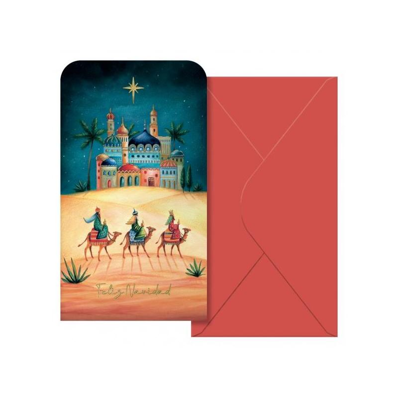 Dohe oriente pack de 6 tarjetas/billeteros de felicitacion navideÑa con sobre – tamaÑo 9x16cm – papel offset – impresas