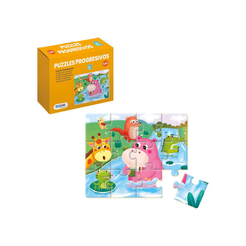 Dohe puzzle educativo para niÑos – 12 piezas – doble capa de carton y contrachapado – estimula la imaginacion y el