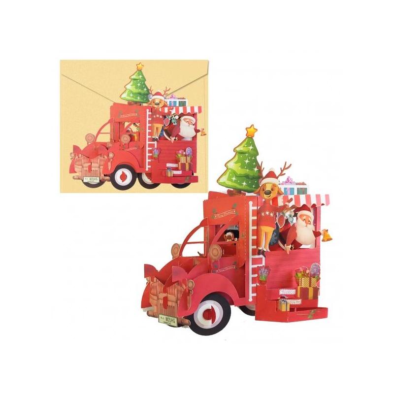 Dohe truck tarjeta 3d de felicitacion navideÑa con sobre – tamaÑo 14.5x11cm – impresas a todo color