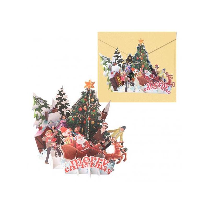 Dohe village tarjeta 3d de felicitacion navideÑa con sobre – tamaÑo 15×17,5cm – impresas a todo color