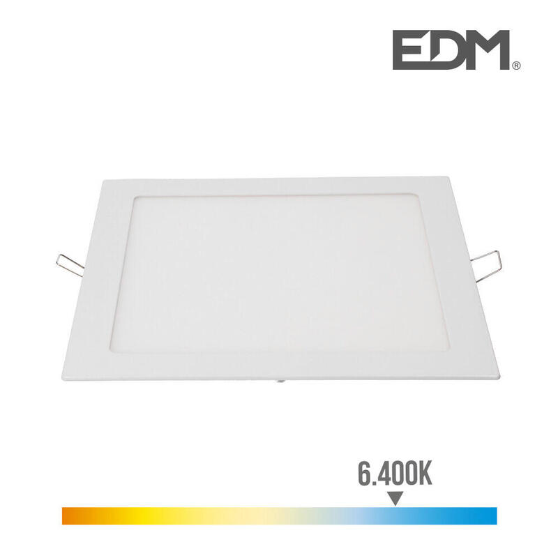 Downlight led empotrable cuadrado 20w luz fria 6400k 1500lm blanco 22x22cm edm