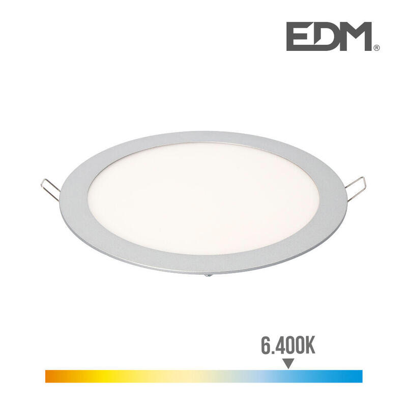 Downlight led empotrable redondo 20w luz fria 6400k 1500lm cromado Ø22,5cm edm