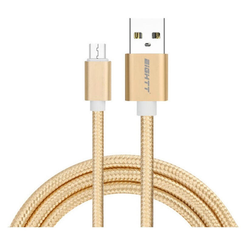 Eightt cable usb a micro usb 1m trenzado nylon oro