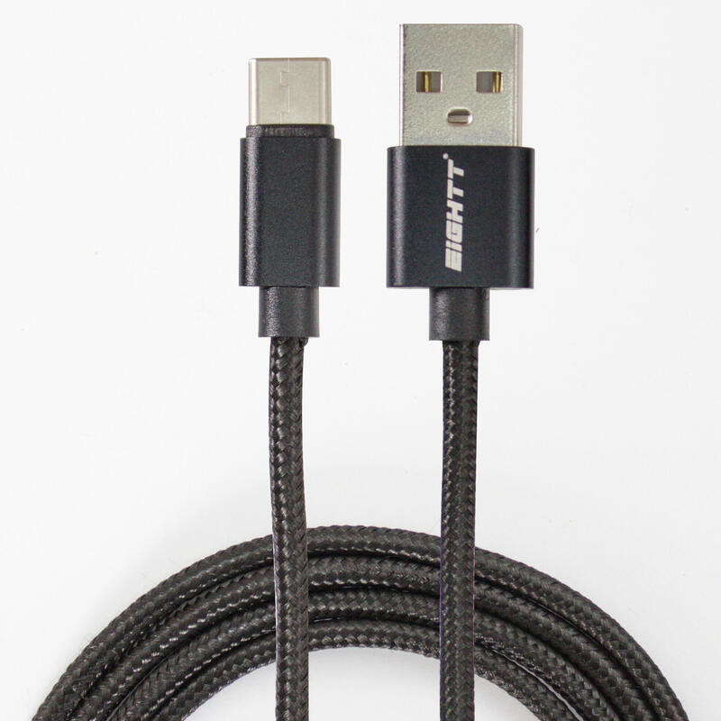 Eightt cable usb a usb-c metal flex. 1 m , negro nilon trenzado