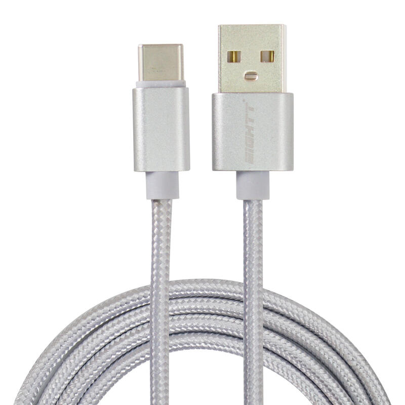 Eightt cable usb a usb-c metal flex. 1 m  nilon trenzado plata