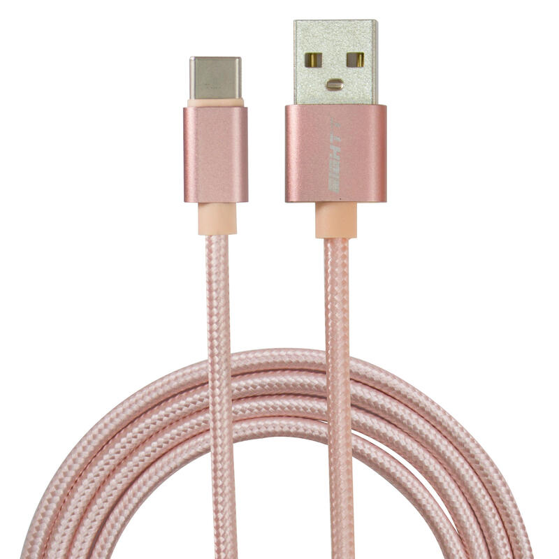 Eightt cable usb a usb-c metal flex. 1 m , rosa nilon trenzazo