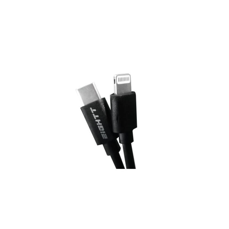 Eightt cable usb-c a lightning 1metro nylon negro