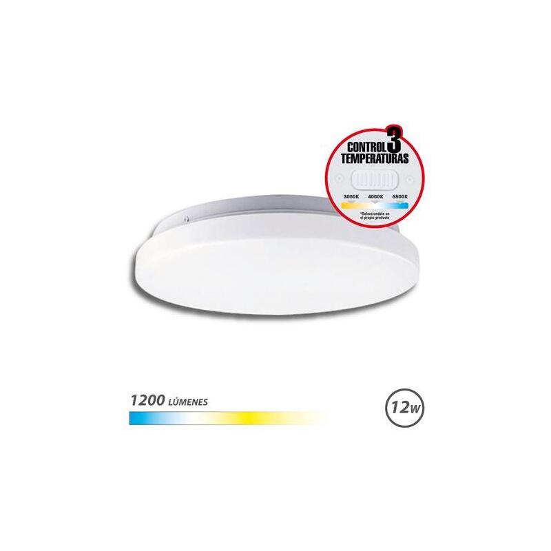 Elbat aplique led techo redondo 12w – 1200lm – selector 3 temperaturas – blanco