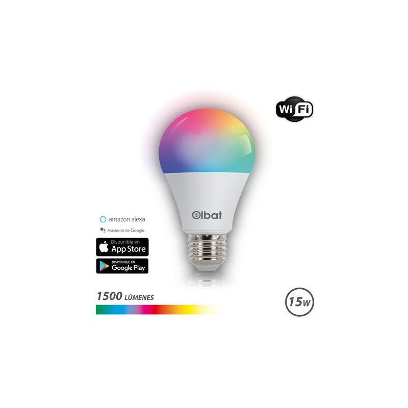 Elbat bombilla led smart wi-fi a65 e27 15w 1500lm rgb – temperatura 2700k a los 6000k – control de voz – control remoto – 3 modo