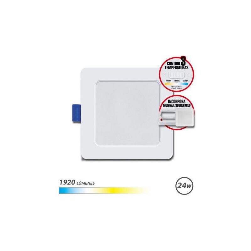 Elbat downlight cuadrado 24w – 1920lm – selector 3 temperaturas+sobrepared – blanco