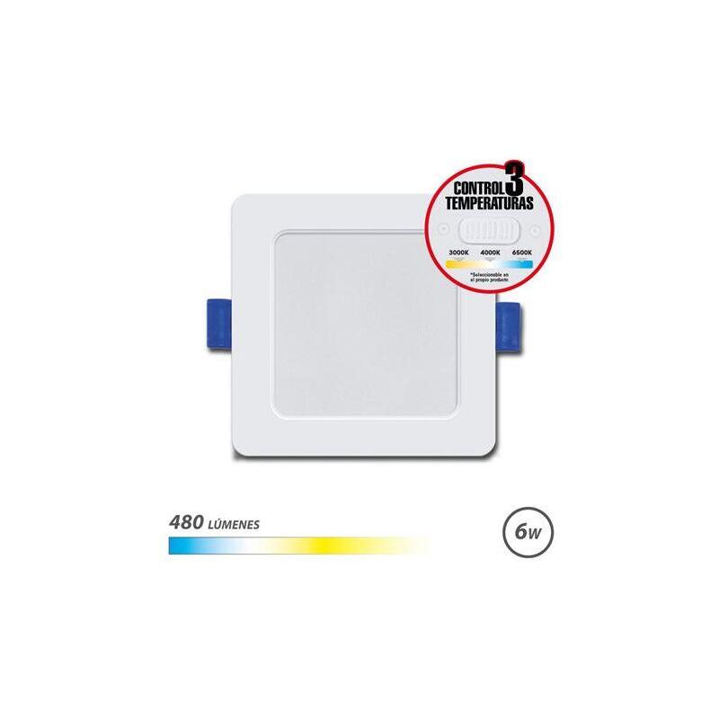 Elbat downlight cuadrado 6w – 480lm – selector 3 temperaturas – blanco